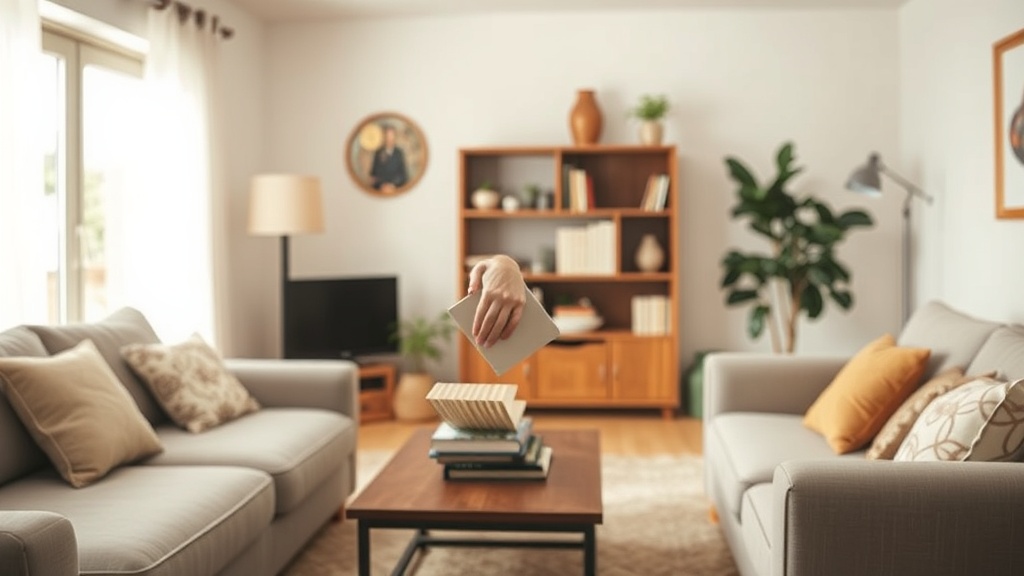 Pessoa arrumando livros rapidamente, simbolizando a arrumação diária eficiente.