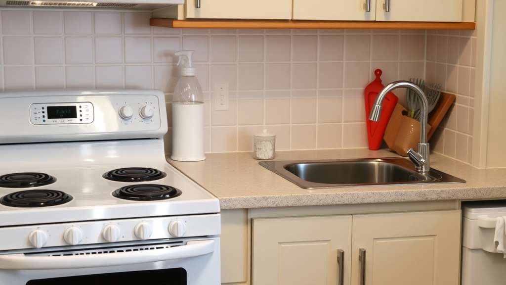 Mulher sorrindo em uma cozinha brilhando após a limpeza da cozinha