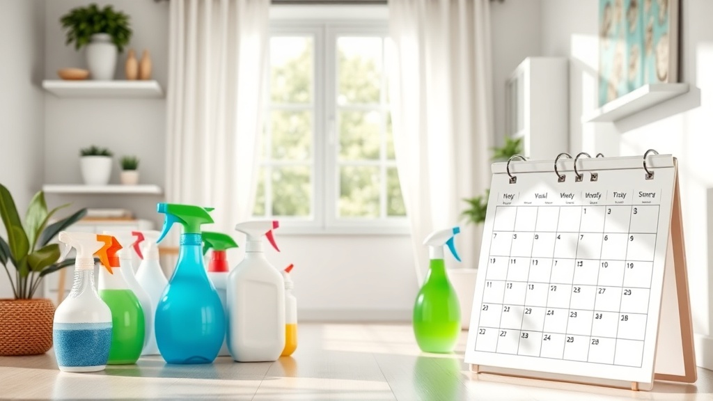 Casa organizada e limpa com uma rotina de faxina semanal eficiente.